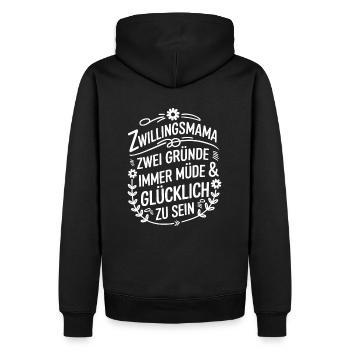Zwillingsmama Zwillings Mutter, Mama von Zwillinge - Männer Premium Bio Hoodie - Schwarz - Hinten - Nico (187cm)