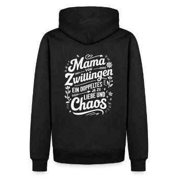 Mama von Zwillingen Zwillingsmama Zwillings Mutter - Männer Premium Bio Hoodie - Schwarz - Hinten - Nico (187cm)