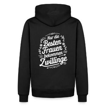 Mama von Zwillingen Zwillingsmama Zwillings Mutter - Männer Premium Bio Hoodie - Schwarz - Hinten - Nico (187cm)