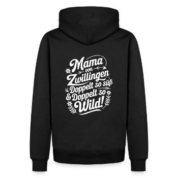 Mama von Zwillingen Zwillingsmama Zwillings Mutter - Männer Premium Bio Hoodie - Schwarz - Hinten - Nico (187cm)
