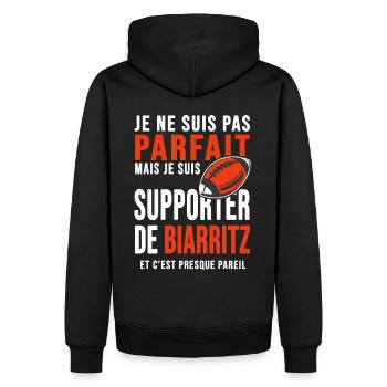 supporter rugby biarritz club humour rugby - Sweat à capuche Premium bio Homme - noir - Dos - Nico (187cm)