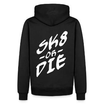 SK8 ODER DIE - Männer Premium Bio Hoodie - Schwarz - Hinten - Nico (187cm)