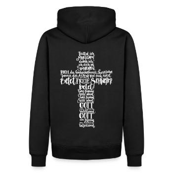 CH Psalm Strophe 1 als Kreuz - Männer Premium Bio Hoodie - Schwarz - Hinten - Nico (187cm)