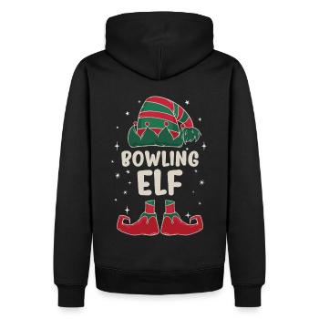Bowling Elf Familien Partner Weihnachtsgeschenk - Männer Premium Bio Hoodie - Schwarz - Hinten - Nico (187cm)