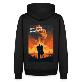 Nuklearer Level Liebe - Männer Premium Bio Hoodie - Schwarz - Hinten - Nico (187cm)