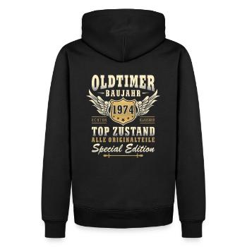 50. Geburtstag Oldtimer 50 Jahre Geschenkidee - Männer Premium Bio Hoodie - Schwarz - Hinten - Nico (187cm)