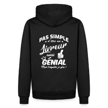 Un Livreur Génial - Sweat à capuche Premium bio Homme - noir - Dos - Nico (187cm)