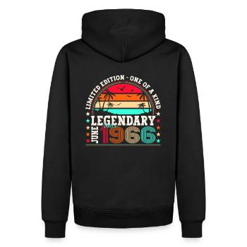 Légende Juin 1966 56ème Anniversaire Cadeau Hommes - Sweat à capuche Premium bio Homme - noir - Dos - Nico (187cm)