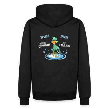 Ente lustiger Spruch - Männer Premium Bio Hoodie - Schwarz - Hinten - Nico (187cm)