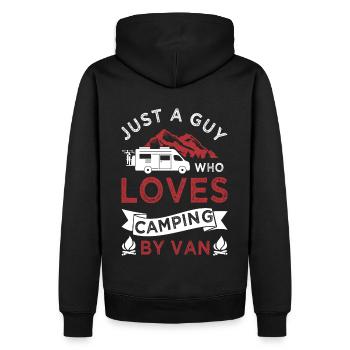 Nur ein Typ liebt Camper Camping Van - Männer Premium Bio Hoodie - Schwarz - Hinten - Nico (187cm)