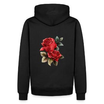 Rose - Männer Premium Bio Hoodie - Schwarz - Hinten - Nico (187cm)