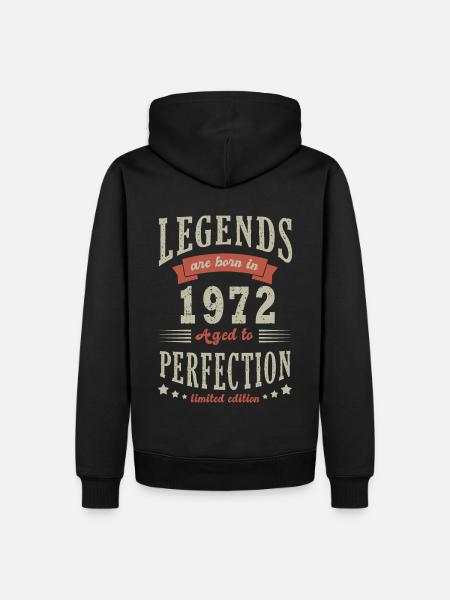 legende født i 1972 51-årsgave - Premium økologisk hettegenser for menn - svart
