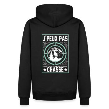 J'peux pas c'est la Saison de Chasse - Sweat à capuche Premium bio Homme - noir - Dos - Nico (187cm)