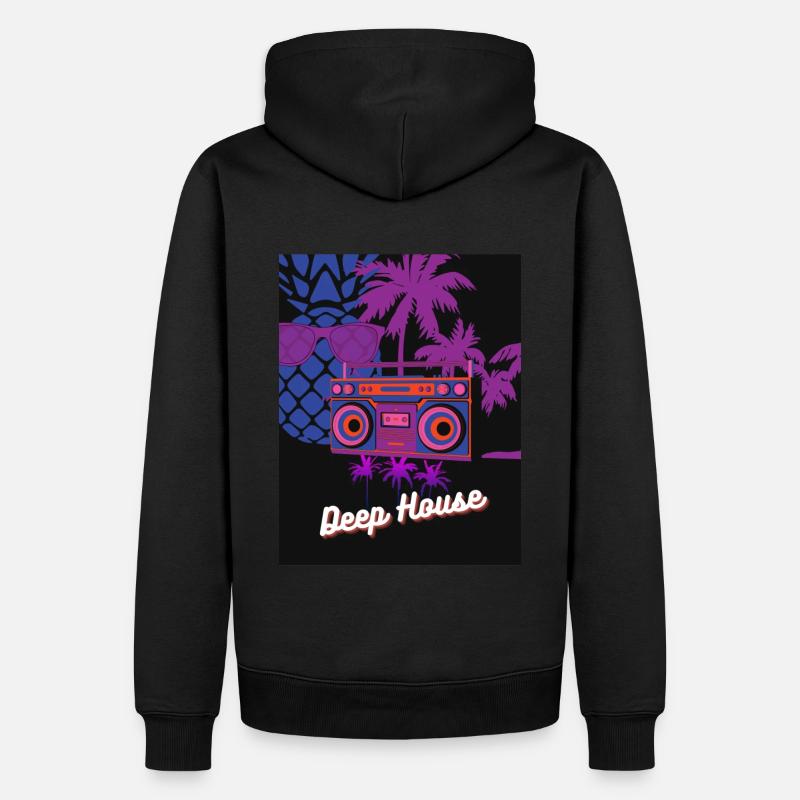 French Kultur Klub juke box palm - Sweat à capuche Premium bio Homme - noir