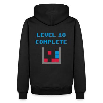 Level 18 complete (Steine) - Männer Premium Bio Hoodie - Schwarz - Hinten - Nico (187cm)