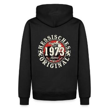 50. Geburtstag 2023 Hessisches Original Geschenk - Männer Premium Bio Hoodie - Schwarz - Hinten - Nico (187cm)