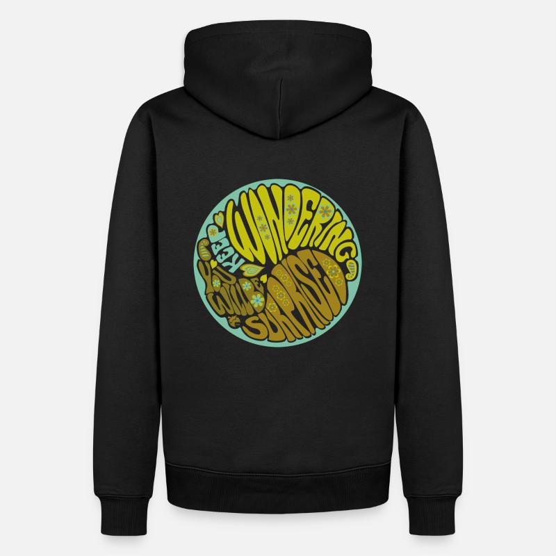 Keep Wondering Green - Männer Premium Bio Hoodie - Schwarz