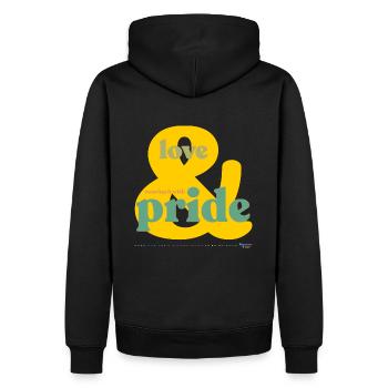 Jaune fierté - Sweat à capuche Premium bio Homme - noir - Dos - Nico (187cm)