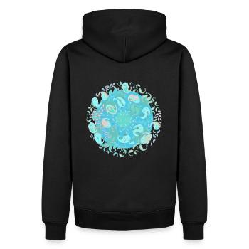 Paisley-Riffe - Männer Premium Bio Hoodie - Schwarz - Hinten - Nico (187cm)