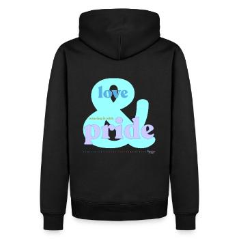Stolz Eisblau - Männer Premium Bio Hoodie - Schwarz - Hinten - Nico (187cm)