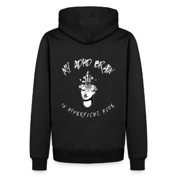 ADHS-Gehirn im Hyperfokus-Modus lustiger Tech-Nerd - Männer Premium Bio Hoodie - Schwarz - Hinten - Nico (187cm)