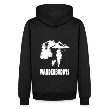 Berge Wandern Hund Bergsteiger design - Männer Premium Bio Hoodie - Schwarz - Hinten - Nico (187cm)