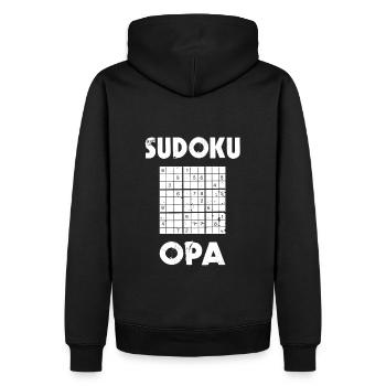 Sudoku Opa Rätsel Design - Männer Premium Bio Hoodie - Schwarz - Hinten - Nico (187cm)