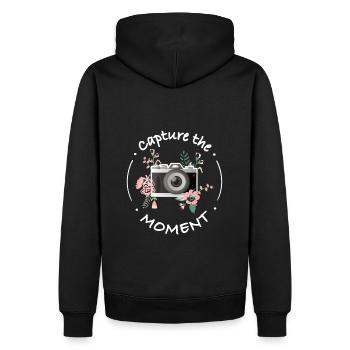 Capture the moment-Fotografie Kamera Spruch - Männer Premium Bio Hoodie - Schwarz - Hinten - Nico (187cm)