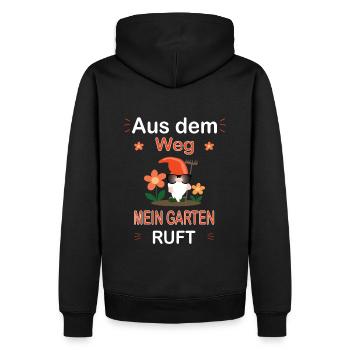 Der Garten ruft- Gärtner Gartenarbeit Spruch - Männer Premium Bio Hoodie - Schwarz - Hinten - Nico (187cm)