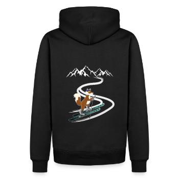 Tourenski gehen Tourengeher- Skitour Fuchs Design - Männer Premium Bio Hoodie - Schwarz - Hinten - Nico (187cm)