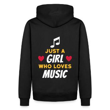 Just a girl who loves music (Note, Herzen) - Männer Premium Bio Hoodie - Schwarz - Hinten - Nico (187cm)