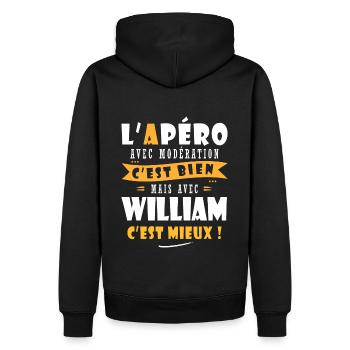 William Cadeau Humour personnalisé William - Sweat à capuche Premium bio Homme - noir - Dos - Nico (187cm)