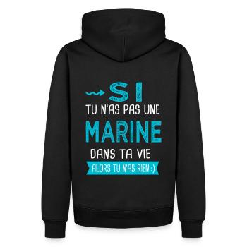 Marine Si tu n as pas une marine - Sweat à capuche Premium bio Homme - noir - Dos - Nico (187cm)