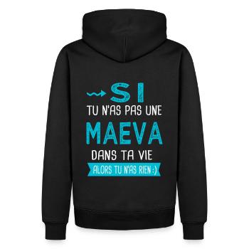 Maeva Si tu n as pas une maeva - Sweat à capuche Premium bio Homme - noir - Dos - Nico (187cm)