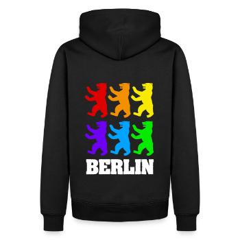 Berlin Ours en couleur - Sweat à capuche Premium bio Homme - noir - Dos - Nico (187cm)