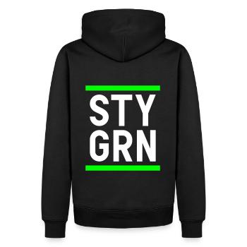 Sty grn (Linien) - Männer Premium Bio Hoodie - Schwarz - Hinten - Nico (187cm)