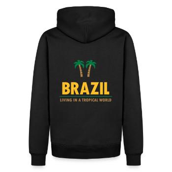 Brazil, living in a tropical world (Linie, Palmen) - Männer Premium Bio Hoodie - Schwarz - Hinten - Nico (187cm)