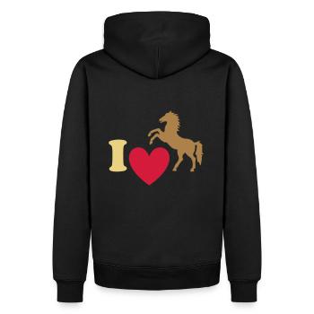 ★ Les couleurs de conception peuvent être modifiées ★ J'adore les chevaux - Sweat à capuche Premium bio Homme - noir - Dos - Nico (187cm)