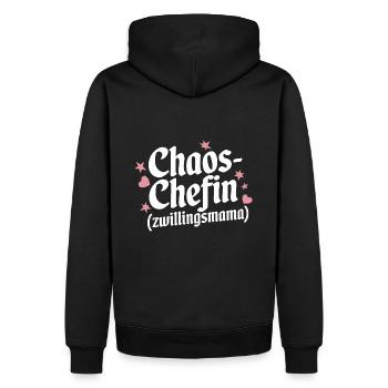 Chaos Chefin Zwillingsmama Mama von Zwillingen - Männer Premium Bio Hoodie - Schwarz - Hinten - Nico (187cm)