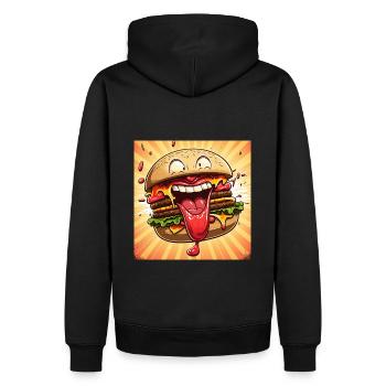 Burger fou - Sweat à capuche Premium bio Homme - noir - Dos - Nico (187cm)