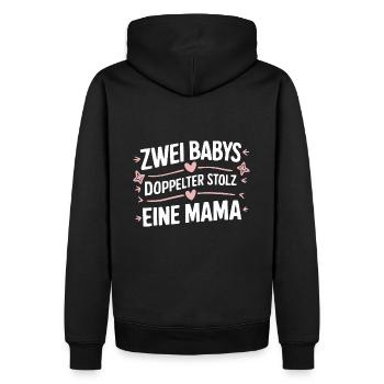 Zwei Babys doppelter stolz eine Mama - Männer Premium Bio Hoodie - Schwarz - Hinten - Nico (187cm)