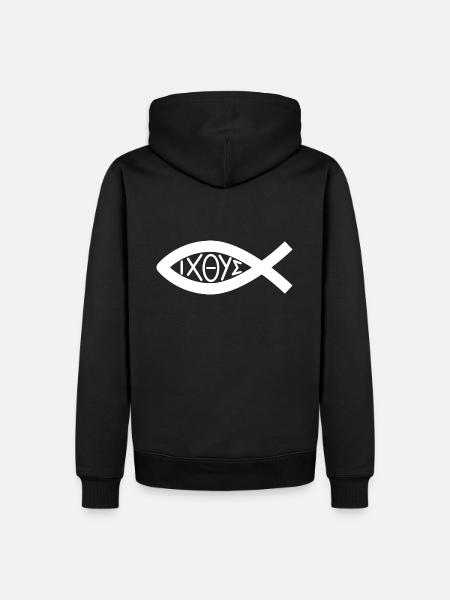 Fish Symbol Christians - Church - Faith - Men’s Premium Organic Hoodie - black