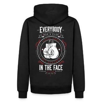 Boxer Design white/red - Männer Premium Bio Hoodie - Schwarz - Hinten - Nico (187cm)