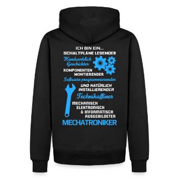 Mechatroniker/Mechatronikerin/Mechatronik - Männer Premium Bio Hoodie - Schwarz - Hinten - Nico (187cm)
