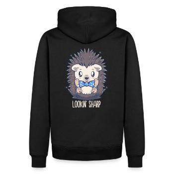Lookin Sharp Dapper Igel - Männer Premium Bio Hoodie - Schwarz - Hinten - Nico (187cm)