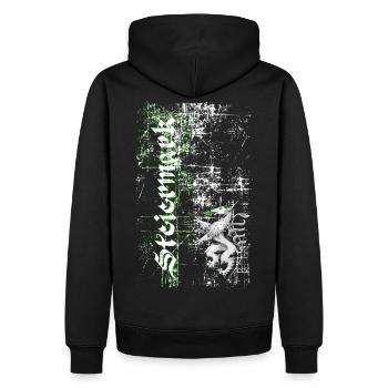 Retro Steiermark - Männer Premium Bio Hoodie - Schwarz - Hinten - Nico (187cm)