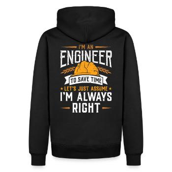 I'm An Engineer ...I'm Always Right - Männer Premium Bio Hoodie - Schwarz - Hinten - Nico (187cm)