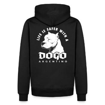 Dogo Argentino - Sweat à capuche Premium bio Homme - noir - Dos - Nico (187cm)