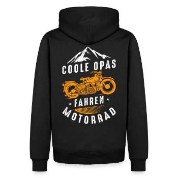 Coole Opas fahren Motorrad - Männer Premium Bio Hoodie - Schwarz - Hinten - Nico (187cm)