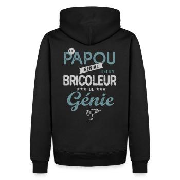 le PAPOU génial est un bricoleur de génie cadeau - Sweat à capuche Premium bio Homme - noir - Dos - Nico (187cm)